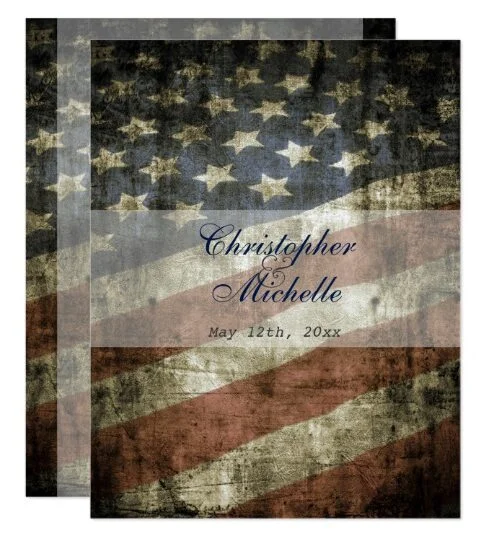 Patriotic US American Flag Wedding Invitations