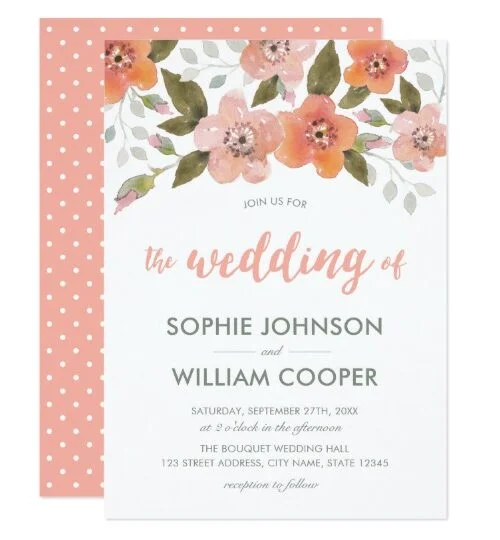 Peach Delicate Floral Celebrations and Weddings