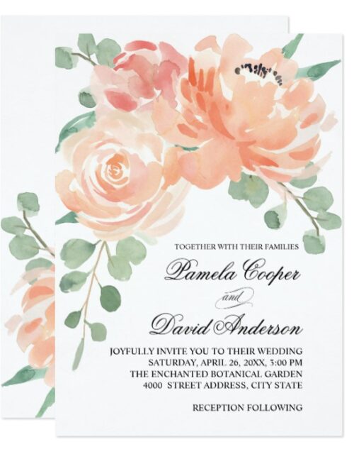 Peaches and Cream Watercolor Floral Wedding