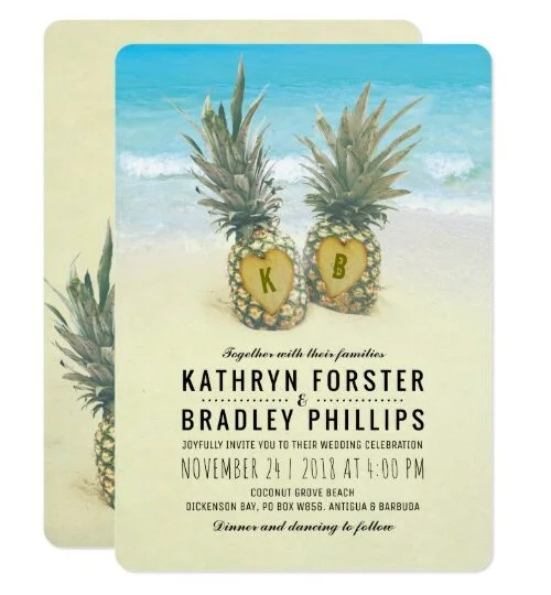 Tropical Beach Pineapple Summer Invitation Suite