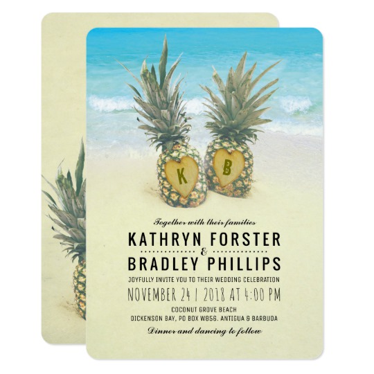 Tropical Beach Pineapple Summer Invitation Suite