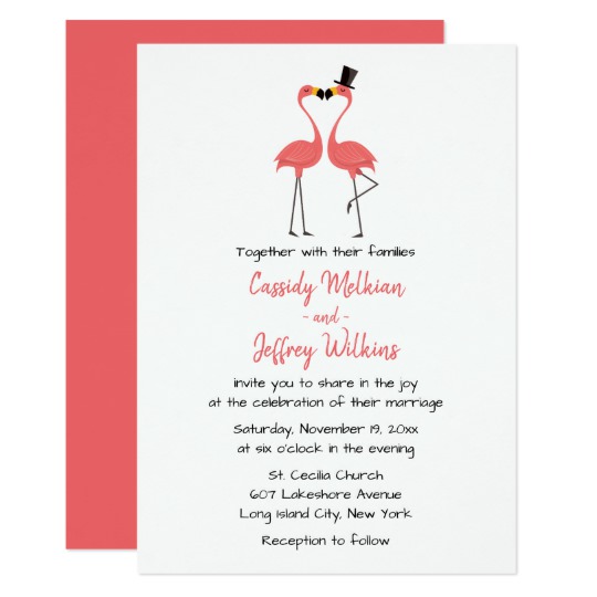Pink Flamingo Love Tropical Wedding Invitation