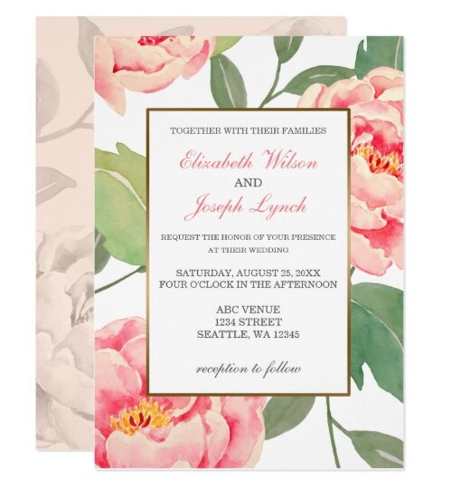 Pink Peony Wedding invitations Set