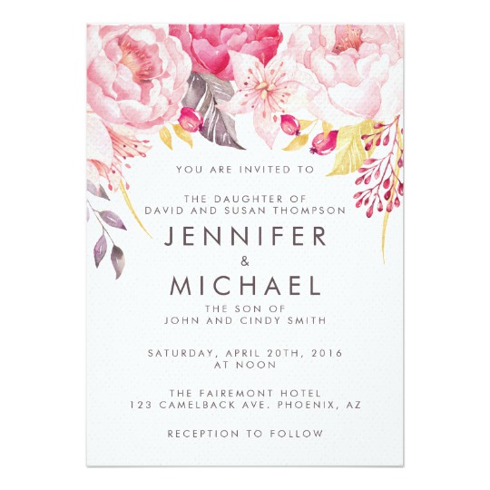 Pink Peony Watercolor Wedding Collection