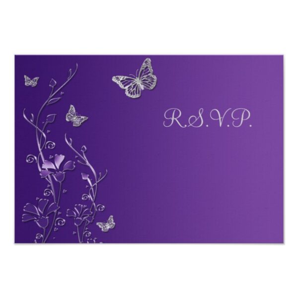 Purple, Silver Butterflies and Flowers Collection