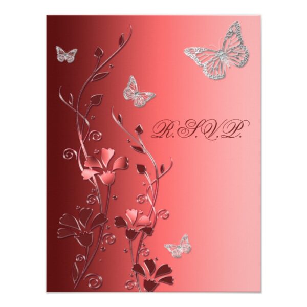 Red and Silver Gray Butterfly Floral Wedding Suite