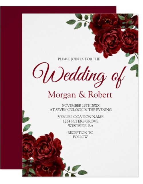 Romantic Burgundy Red Rose Wedding Collection