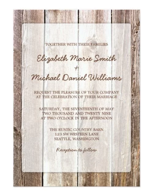 Rustic Barn Wood Wedding Invitation Suite
