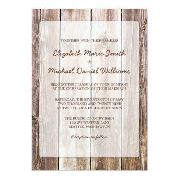 Rustic Barn Wood Wedding Invitation Suite