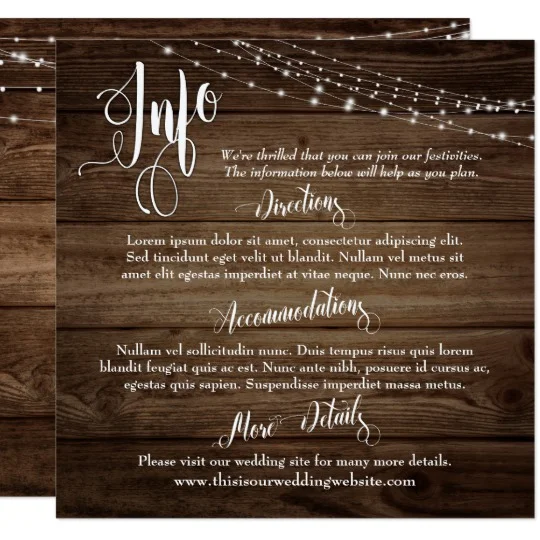 Swirling Script, Rustic Brown Wood & White Lights