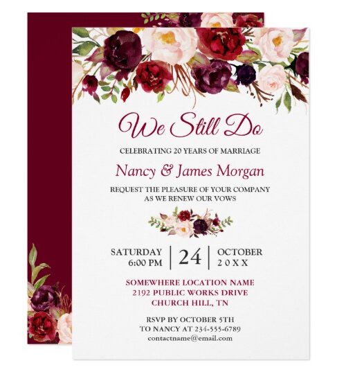Invitation Suite: Burgundy Marsala Rustic Floral