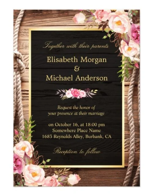Invitation Suite: Rustic Wood Knot Floral