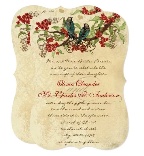 Vintage Love Bird Red Floral Wedding Collection