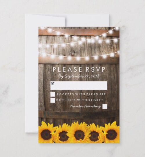 Rustic Country Sunflower Lights Invitation Suite