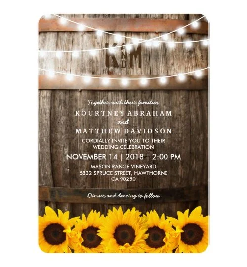 Rustic Country Sunflower Lights Invitation Suite