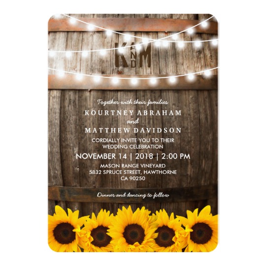 Rustic Country Sunflower Lights Invitation Suite