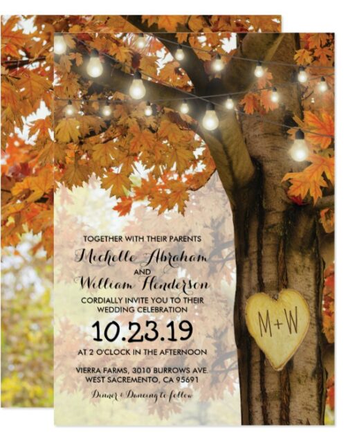Rustic Fall Autumn Tree Lights Invitation Suite