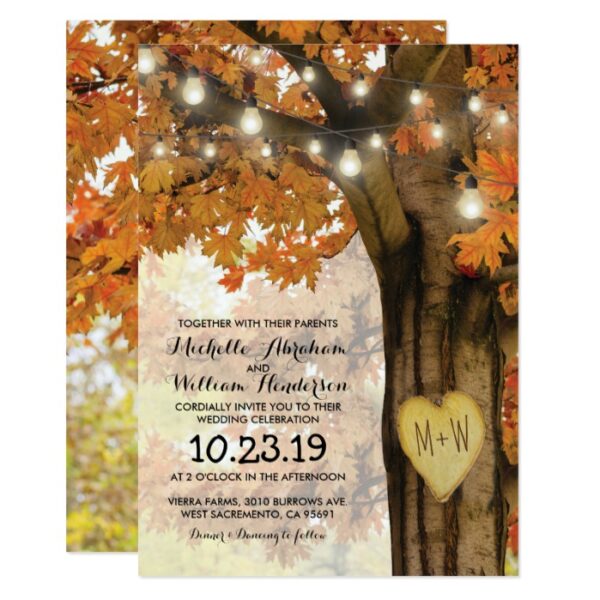 Rustic Fall Autumn Tree Lights Invitation Suite