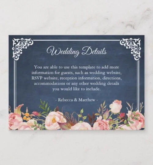 Invitation Suite: Rustic Floral Blue Chalkboard