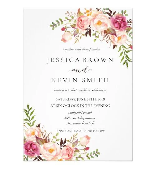 rustic floral wedding invitation set