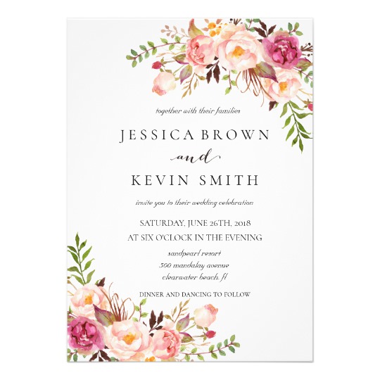 rustic floral wedding invitation set