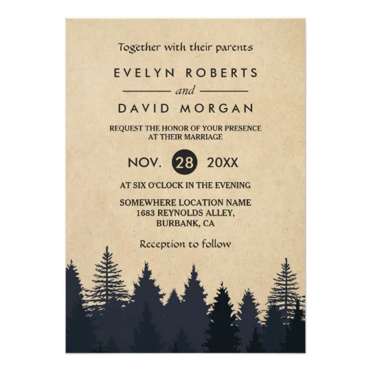 Invitation Suite: Rustic Kraft Winter Pine Trees