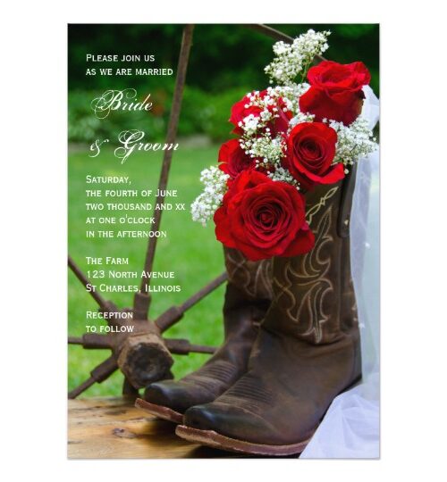 Rustic Roses and Cowboy Boots Wedding Stationery