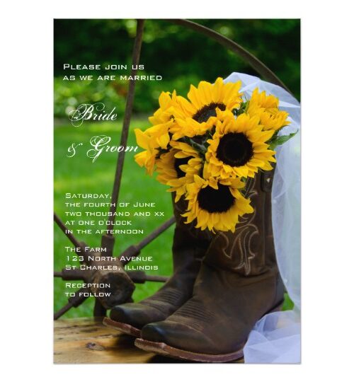 Rustic Sunflowers Cowboy Boots Wedding Reception
