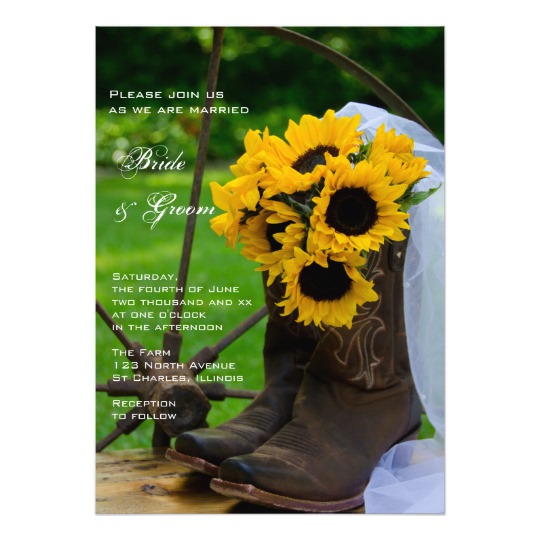 Rustic Sunflowers Cowboy Boots Wedding Reception