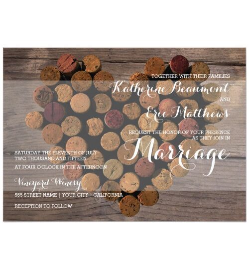 Rustic Wine Cork Wedding Invitation