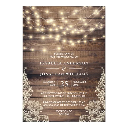 Rustic Wood & String Lights | Vintage Lace Wedding
