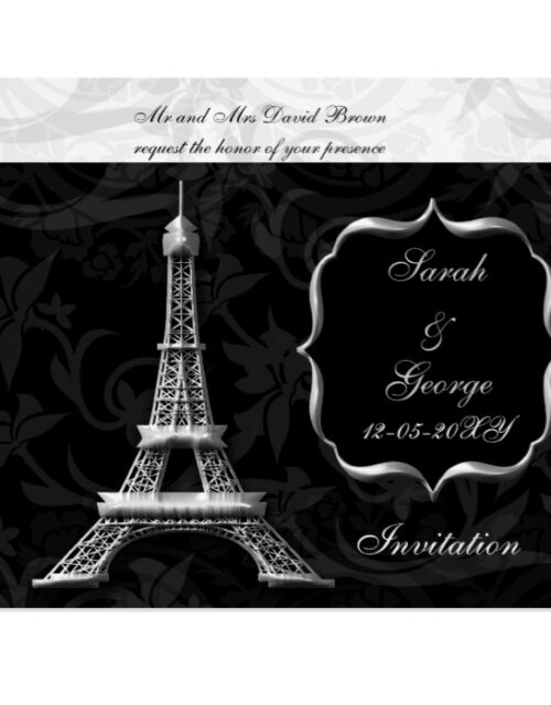 Black and Silver  Eiffel Tower Wedding Set