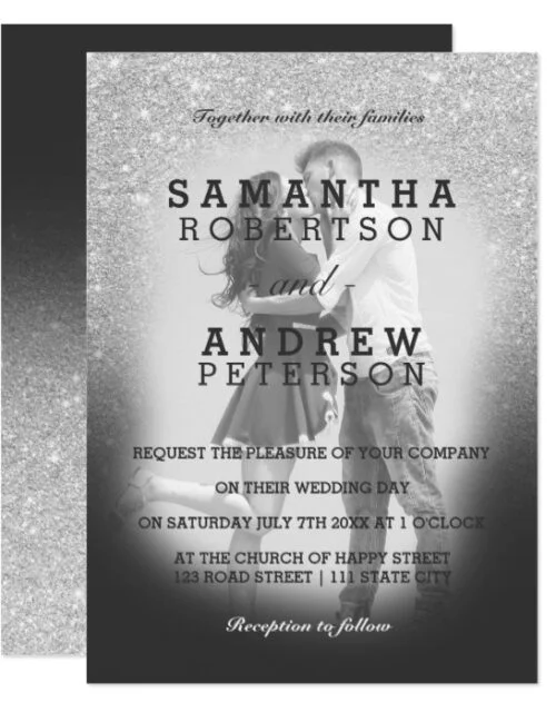 Modern simple minimalist photo wedding invitations
