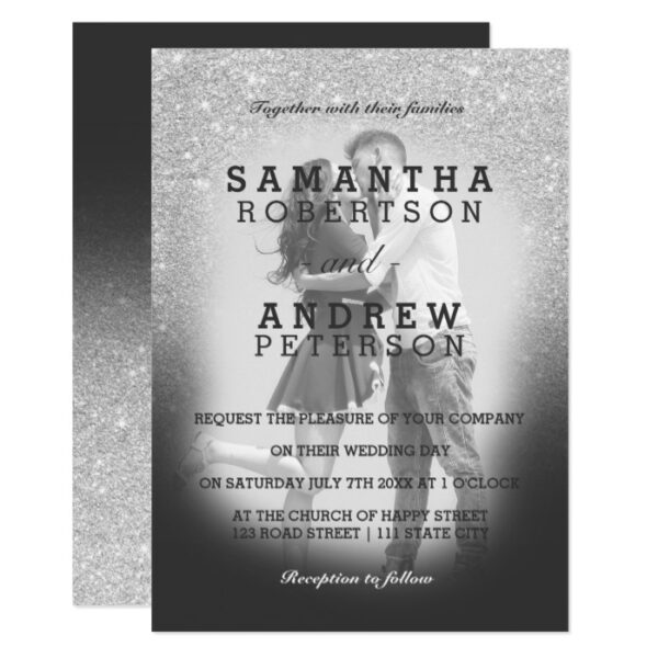 Modern simple minimalist photo wedding invitations