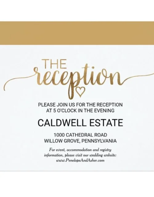 Simple Gold Calligraphy Wedding Invitation Suite