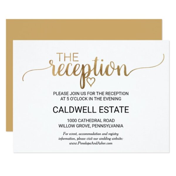 Simple Gold Calligraphy Wedding Invitation Suite