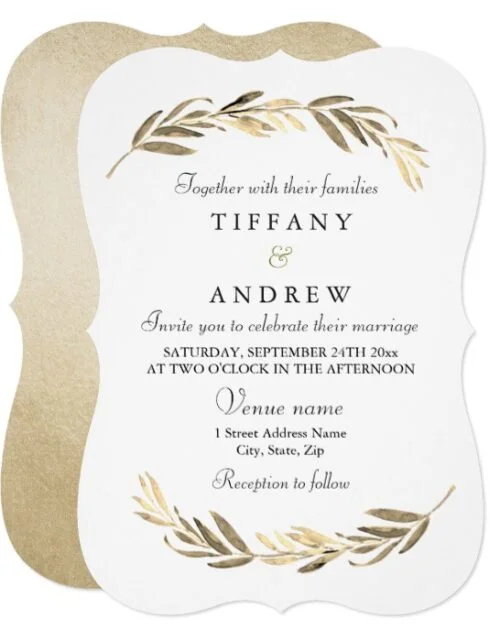 Modern Golden Leaf Wreath Wedding Collection