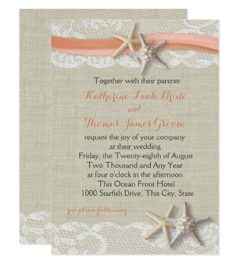 Coral Beach Starfish and Ribbon Wedding