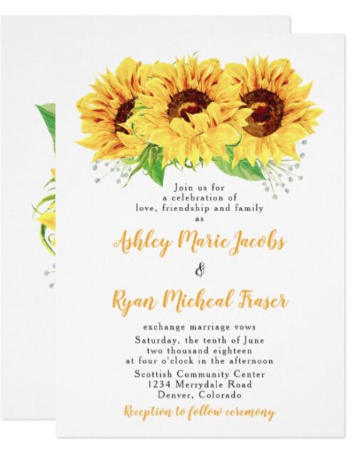 Wedding Invitation Suite: Yellow Sunflower