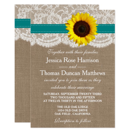 The Rustic Sunflower Wedding Collection - Teal