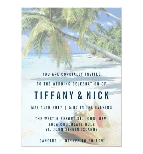 Tropical Beach Destination Wedding Invitations