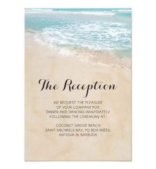 Tropical Vintage Beach Heart Invitation Suite
