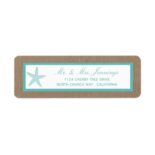 Turquoise Starfish Beach Burlap Bridal Shower