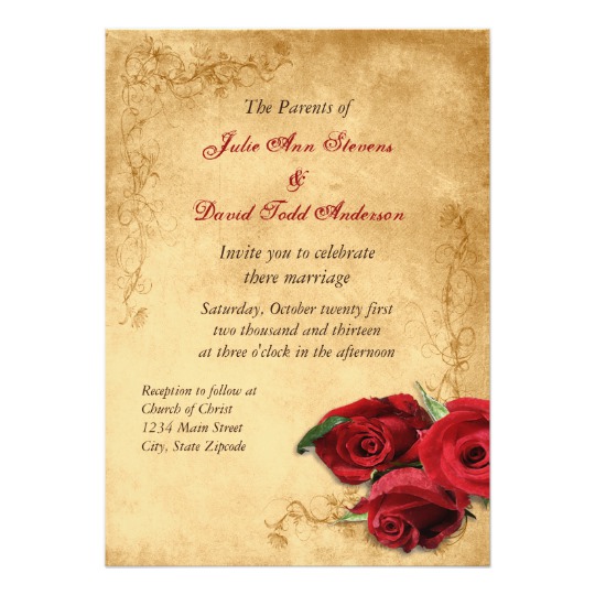 Vintage Roses Wedding invitations