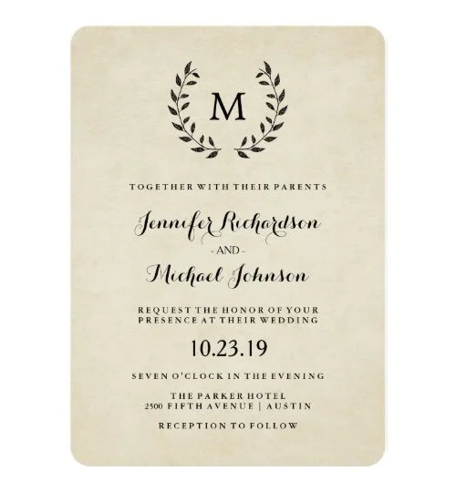 Vintage French Style Wreath and Monogram Wedding
