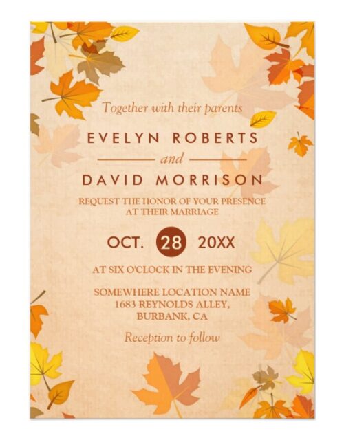 Invitation Suite: Elegant Autumn Maple Leaves