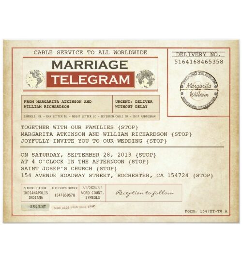 Marriage Telegram Wedding Collection