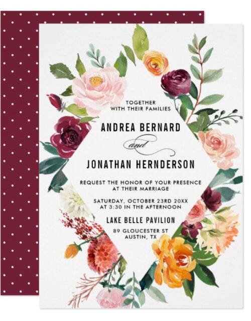 Watercolor Autumn Blooms Wedding Collection