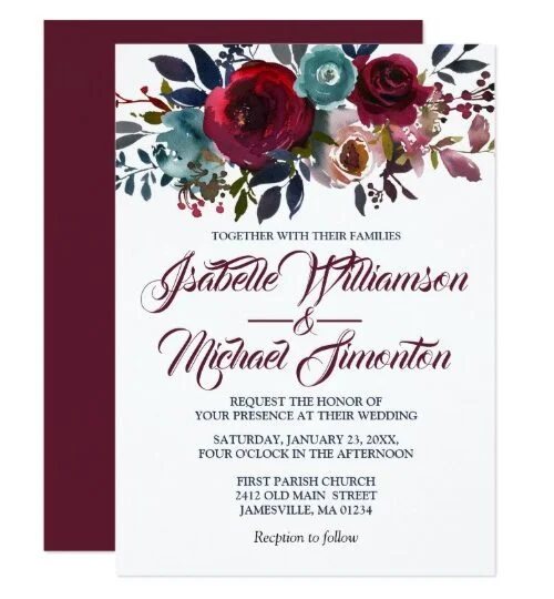 Burgundy Watercolor Boho Chic Floral Collection