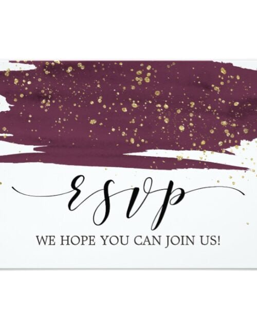 Watercolor Navy, Marsala and Gold Wedding Set